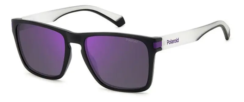 Polaroid Unisex PLD 2139/S 5F3/MF Occhiali da sole Plastica Nero opaco / Viola Viola Squadrata Polarizzata Specchiato
