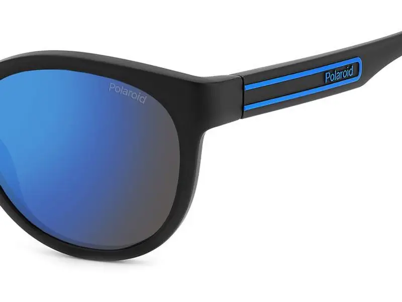 Polaroid Unisex PLD 2150/S OY4/5X Occhiali da sole Policarbonato Nero Blu Rotonda Polarizzata Specchiato miniatura 2
