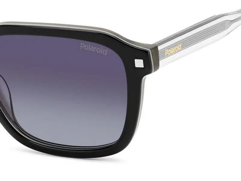 Polaroid Unisex PLD 4156/S/X 0WM/WJ Occhiali da sole Acetato Nero Grigio Squadrata Polarizzata Sfumato miniatura 2