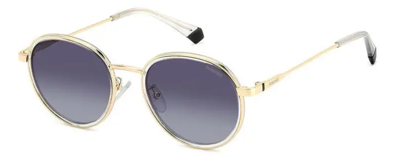 Polaroid Unisex PLD 4173/G/S/X 2F7/WJ Occhiali da sole Metallo Oro Grigio Rotonda Polarizzata Sfumato