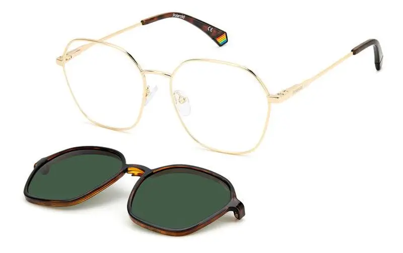Polaroid Unisex PLD 6183/CS 06J/UC Occhiali da sole Acciaio Oro Havana Verde Geometrica Polarizzata