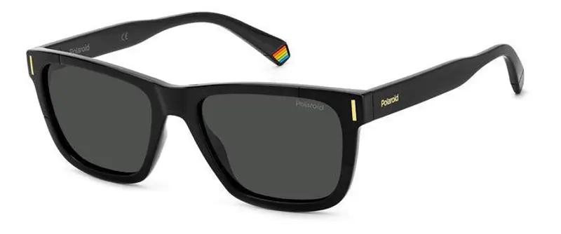 Polaroid Unisex PLD 6186/S 807/M9 Occhiali da sole Plastica Nero Grigio Squadrata Polarizzata