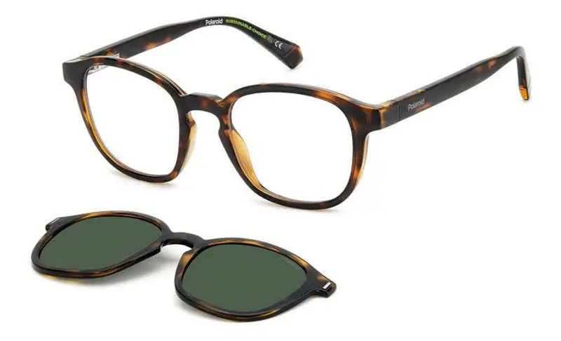 Polaroid Unisex PLD 6203/CS 086/UC Occhiali da sole Plastica Havana Verde Squadrata Polarizzata