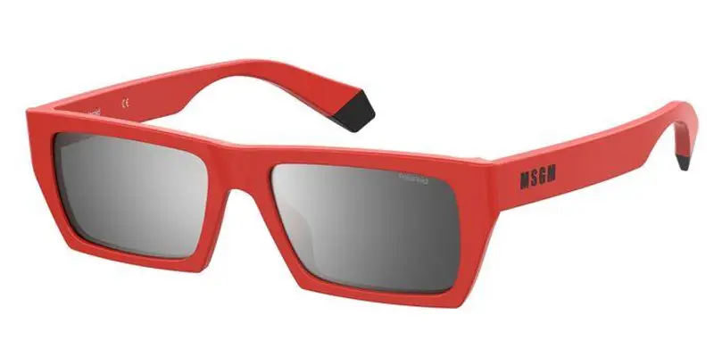 Polaroid Unisex PLD MSGM 1/G 0A4/EX Occhiali da sole Acetato Rosso Argento Squadrata Polarizzata Flash