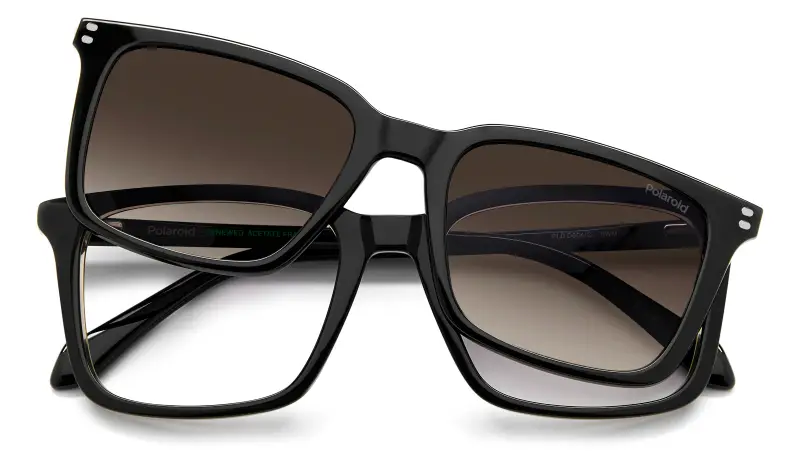 Uomo Polaroid PLD D604/C 0WM/LA Montature da vista Acetato Nero Marrone Squadrata Polarizzata Sfumato miniatura 3