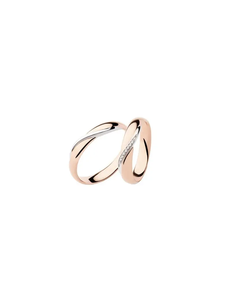 Fede nuziale POLELLO in Oro Bianco e Rosa 18kt - D2892URB