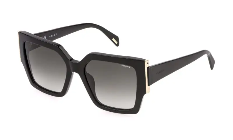 Donna Police SPLR21 SECRET 1 700 Occhiali da sole Acetato Nero Fumo Squadrata Normale Sfumato