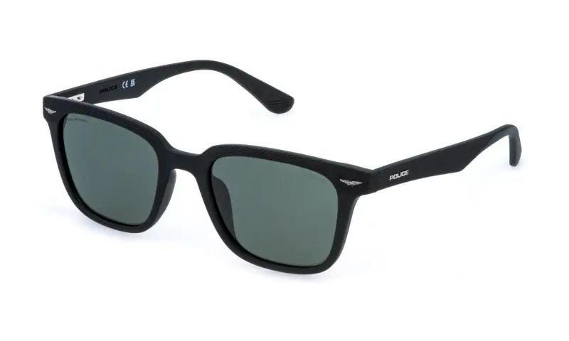 Uomo Police SPLE01 GATOR 1 U28Q Occhiali da sole Iniettato Nero Verde Squadrata Polarizzata