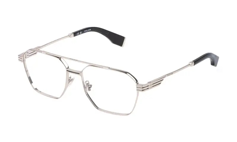 Uomo Police VPLQ76N MERCURY 3 579 Montature da vista Metallo Argento Squadrata