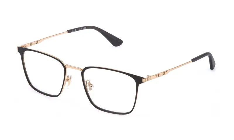 Police Uomo VPLQ70 CODE 7  302 Montature da vista Metallo Oro  Squadrata