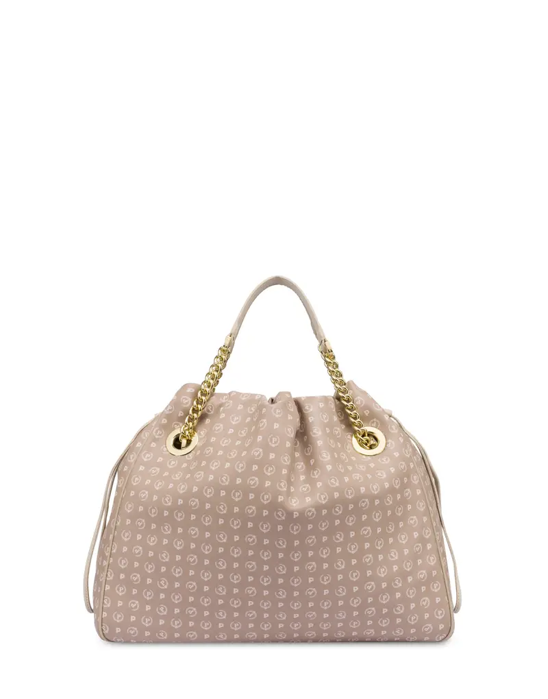 Borsa a secchiello in PVC Heritage Soft Touch BEIGE/AVORIO, Pollini Bianco