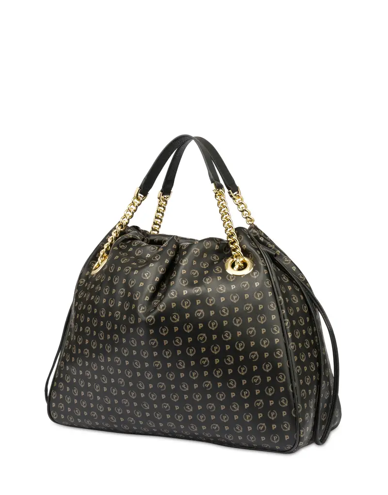 Borsa a secchiello in PVC Heritage Soft Touch NERO/NERO, Pollini miniatura 2