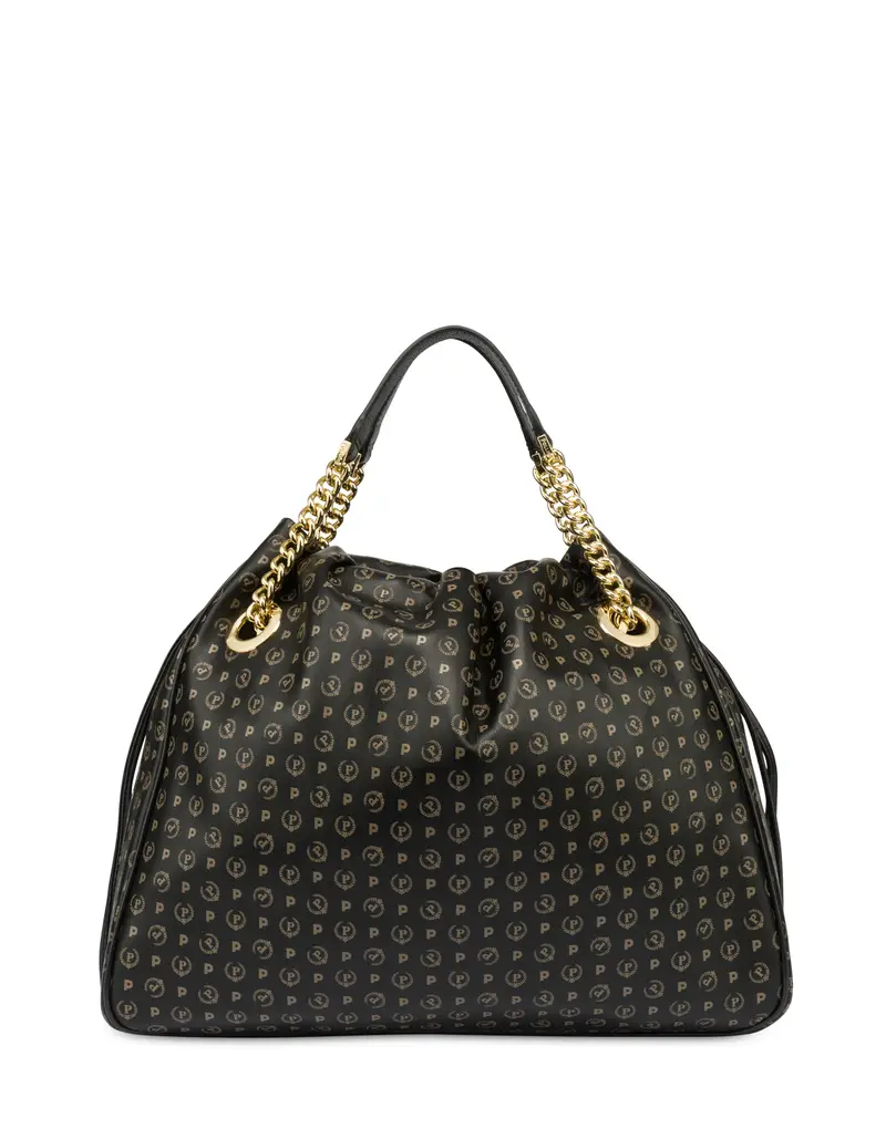 Borsa a secchiello in PVC Heritage Soft Touch NERO/NERO, Pollini