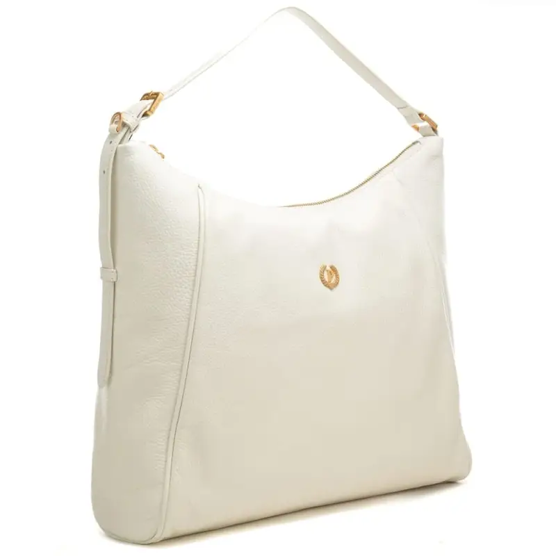 borsa a spalla da donna con logo monogram in metallo sul davanti avorio miniatura 3