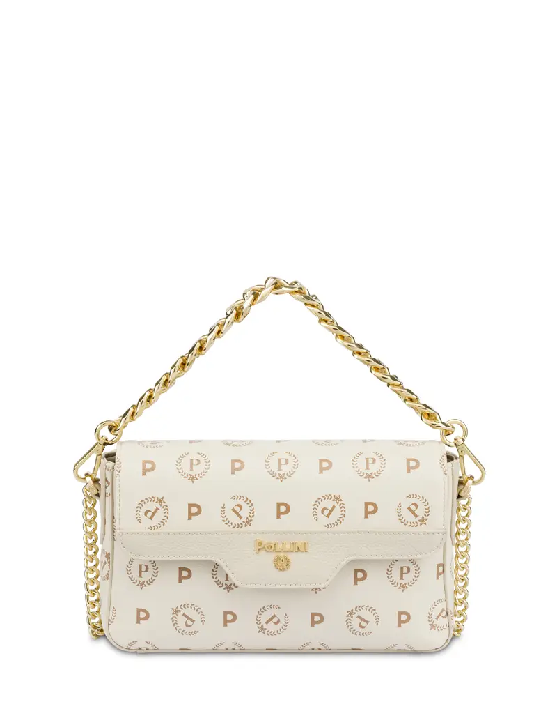 Borsa A Tracolla in Heritage Logo AVORIO/AVORIO, Pollini Marrone