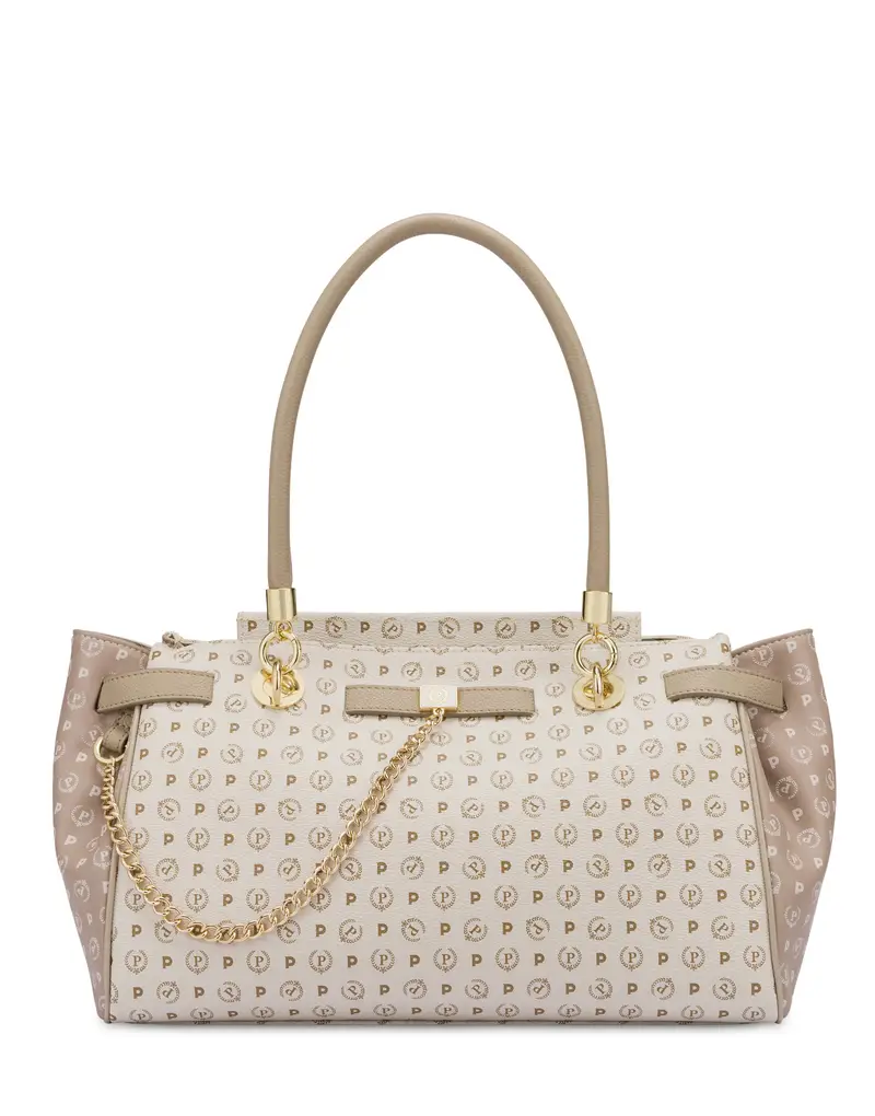 Borsa doppio manico bicolor Heritage Soft Touch AVORIO/BEIGE/GHIACCIO, Pollini Bianco