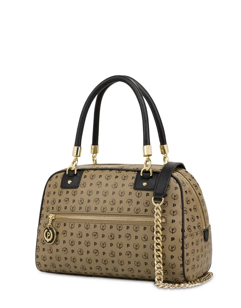 Borsa doppio manico Heritage Soft Touch TAUPE/NERO, Pollini Grigio miniatura 2