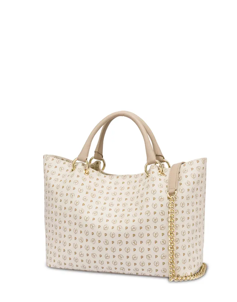 Borsa doppio manico in PVC Heritage Logo Classic AVORIO/GHIACCIO, Pollini Bianco miniatura 2