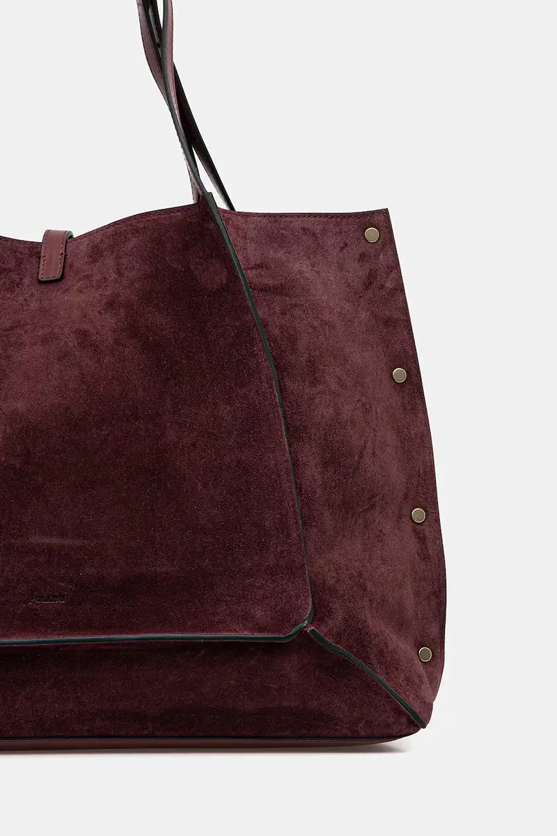 borsa in pelle scamosciata Granata miniatura 3