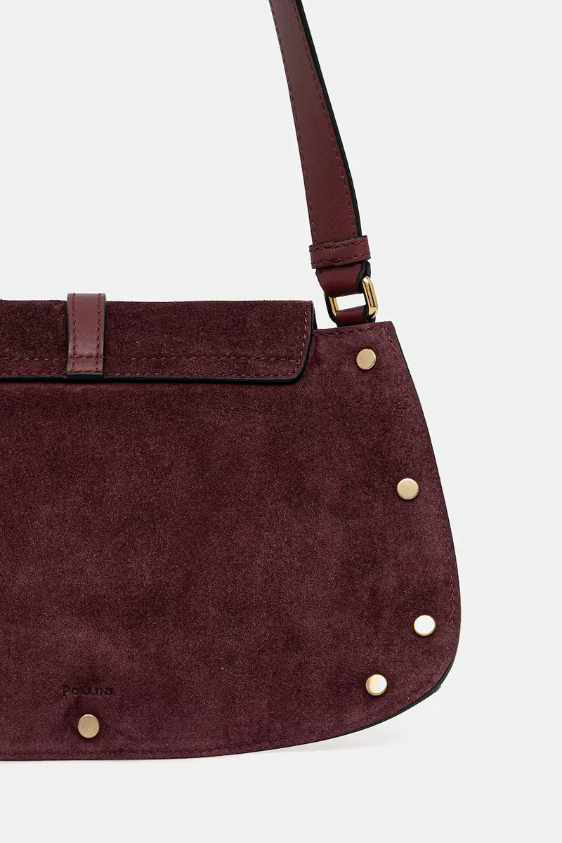 borsa in pelle scamosciata Granata miniatura 3