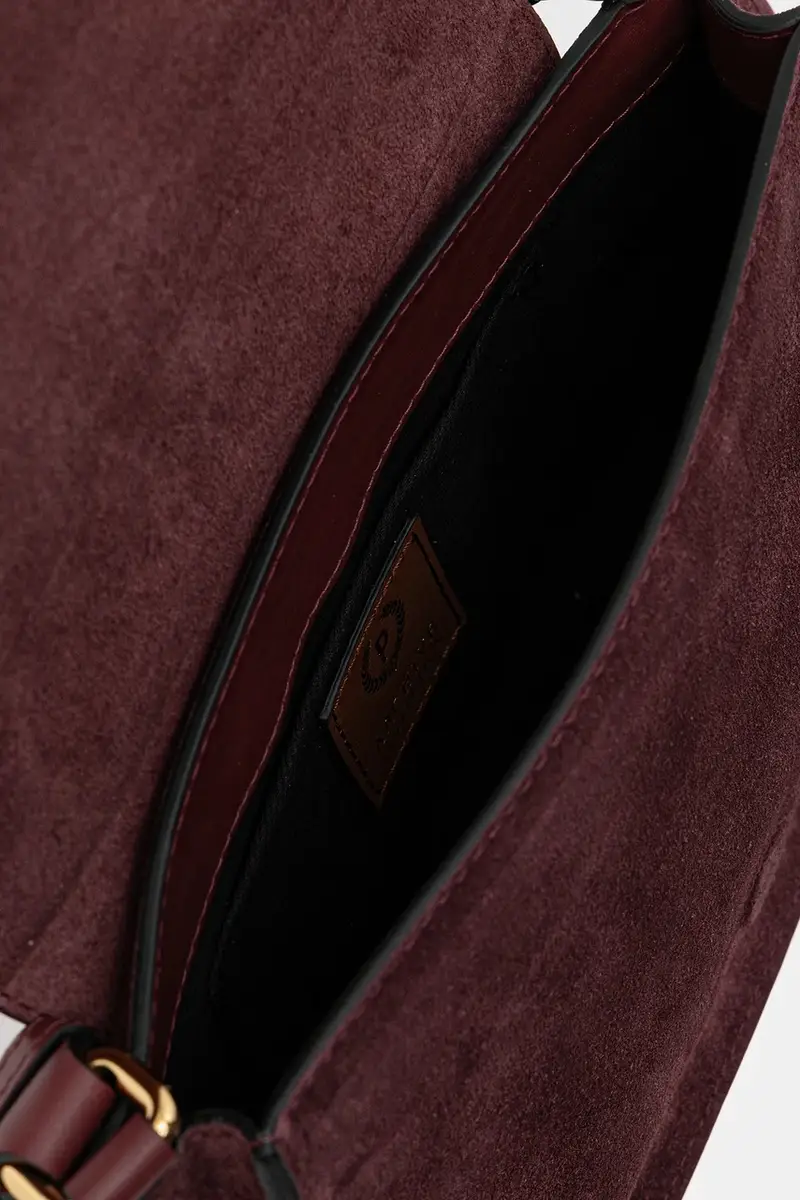 borsa in pelle scamosciata Granata miniatura 5