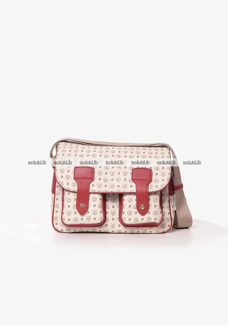 Borsa messenger Pollini Heritage donna bianco avorio rosso