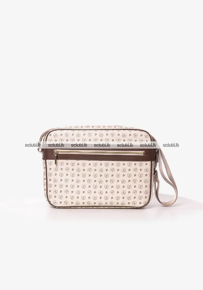 Borsa postina Pollini Heritage donna bianco avorio dettagli marroni