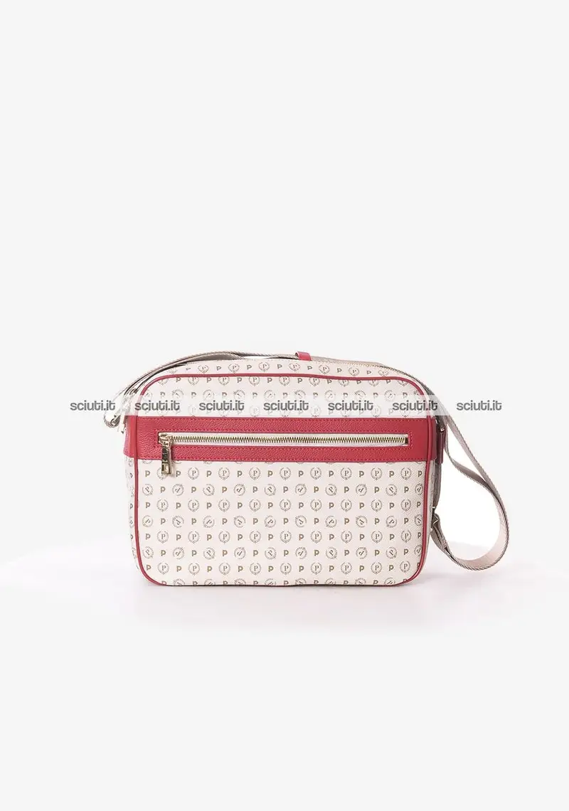 Borsa postina Pollini Heritage donna bianco avorio dettagli rossi