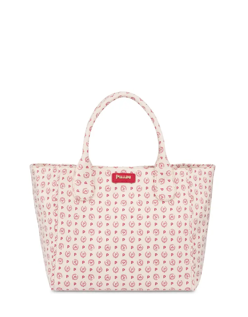 Borsa tote Heritage Jacquard Medium AVORIO/ROSSO/ROSSO, Pollini Bianco