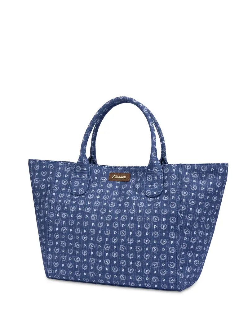 Borsa tote Heritage Jacquard Medium BLU/MARRONE, Pollini miniatura 2
