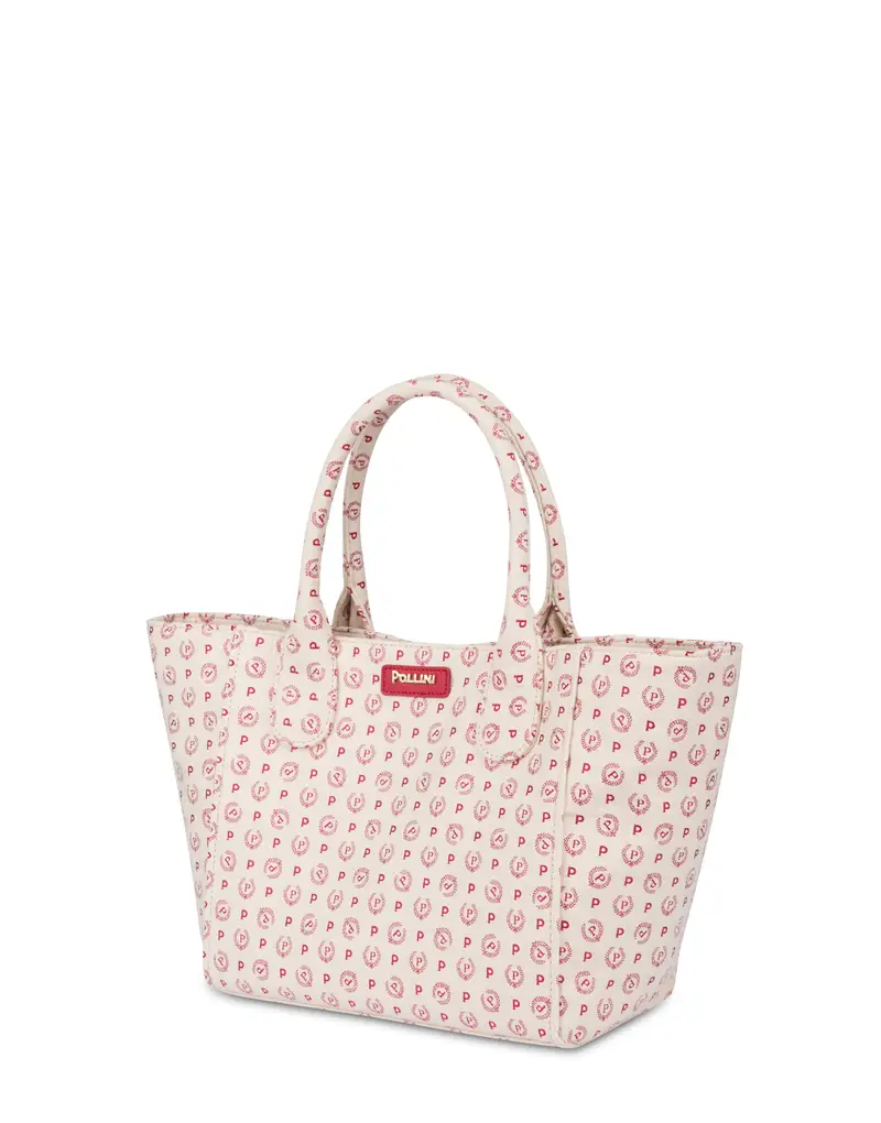 Borsa tote Heritage Jacquard Small AVORIO/ROSSO/ROSSO, Pollini Bianco miniatura 2