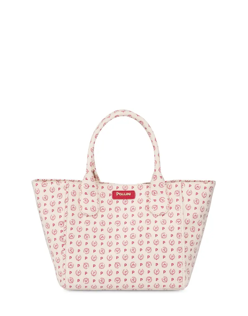 Borsa tote Heritage Jacquard Small AVORIO/ROSSO/ROSSO, Pollini Bianco
