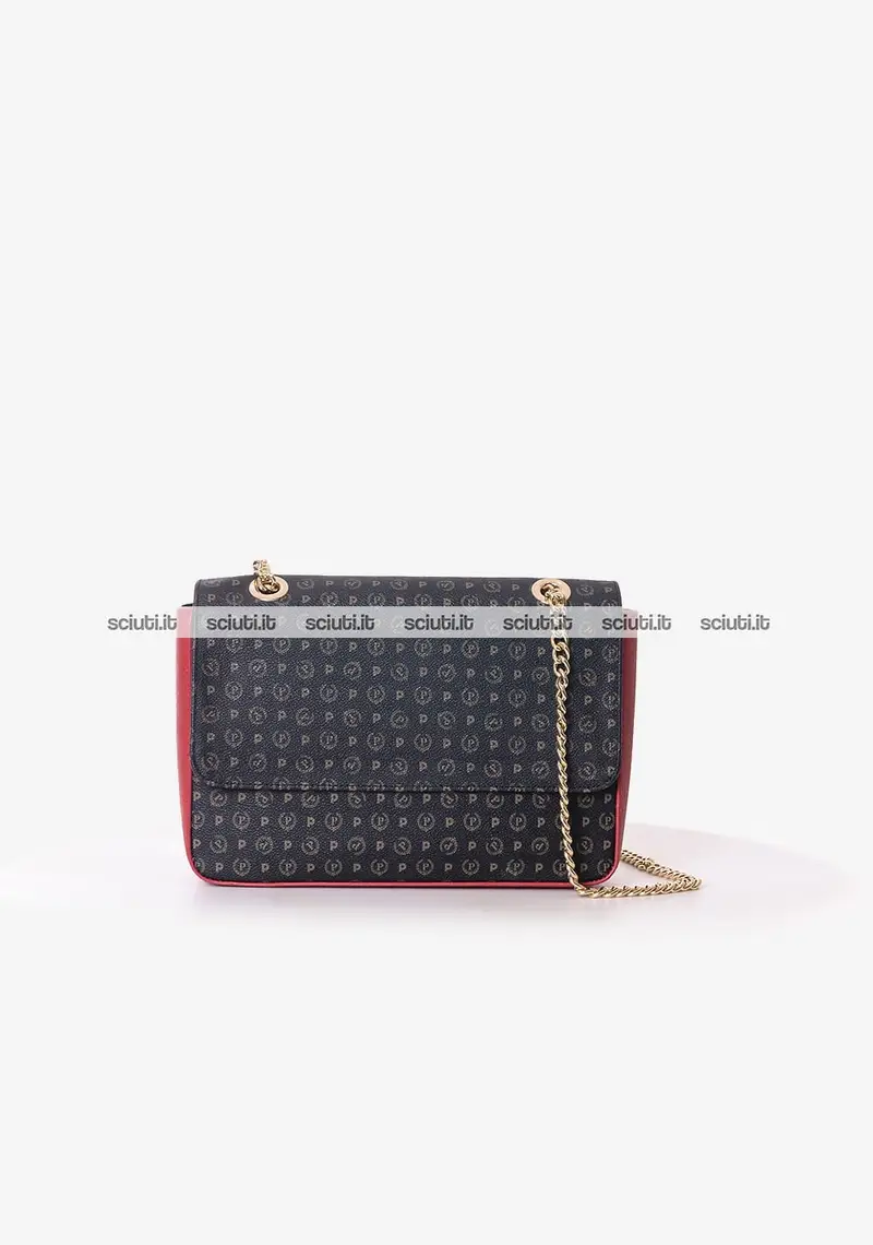 Borsa tracolla media Pollini Heritage donna nero rosso