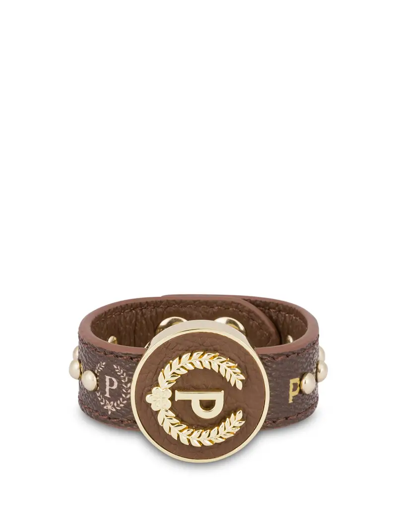 Bracciale con maxi borchia P-alloro Heritage Bijoux MARRONE/MARRONE, Pollini