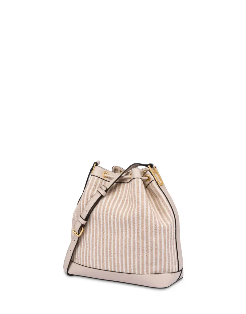 Bucket Bag Plume in Canvas BEIGE/AVORIO/BEIGE/NERO, Pollini Bianco miniatura 2