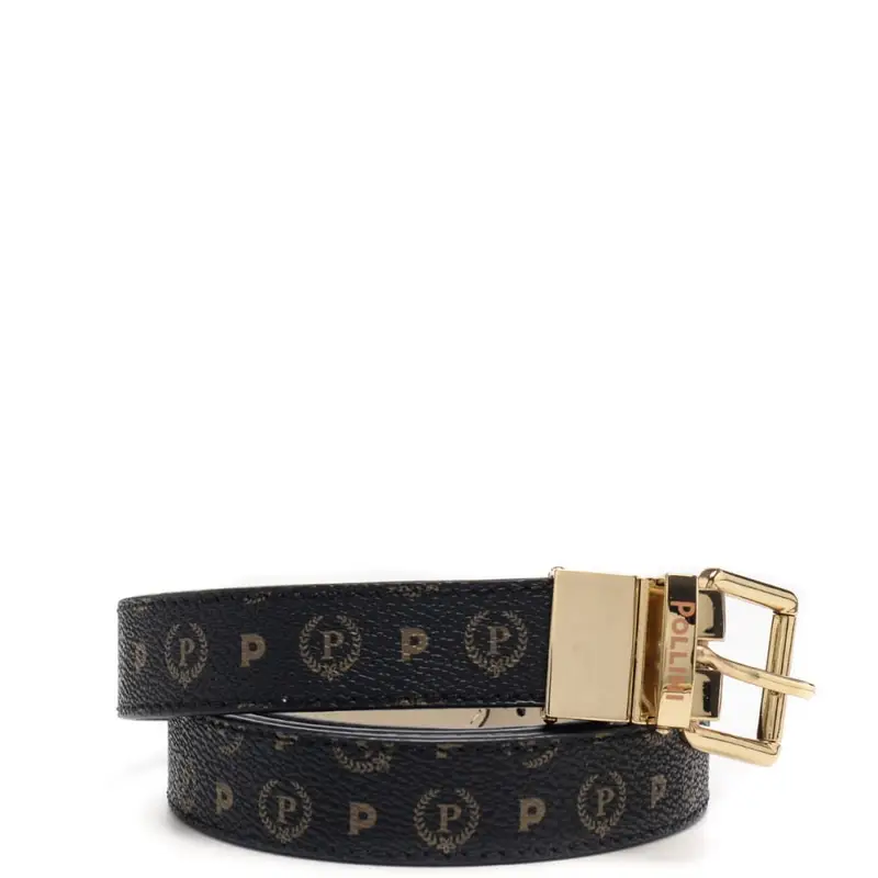 Pollini cintura donna con stampa heritage reversibile nero avorio