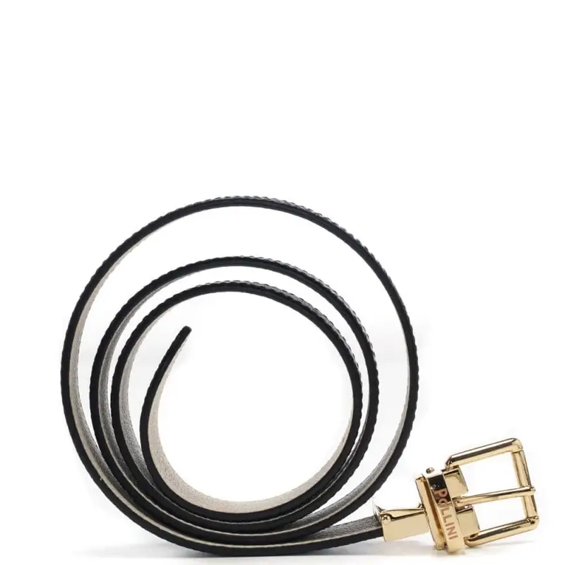 Pollini cintura donna con stampa heritage reversibile nero avorio miniatura 2