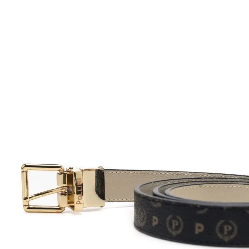 Pollini cintura donna con stampa heritage reversibile nero avorio miniatura 3