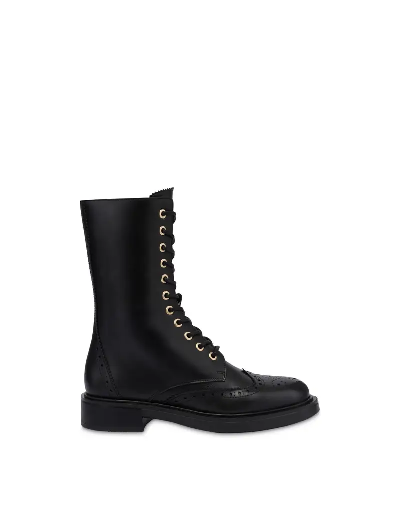 Combat Boot Cambridge in Vitello NERO, Pollini