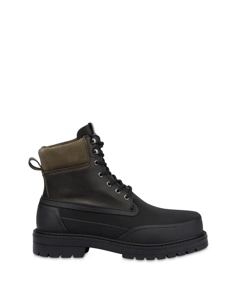 Combat Boot Ice Cracker in Vitello e Crosta MILITARE/MILITARE/NERO, Pollini Verde
