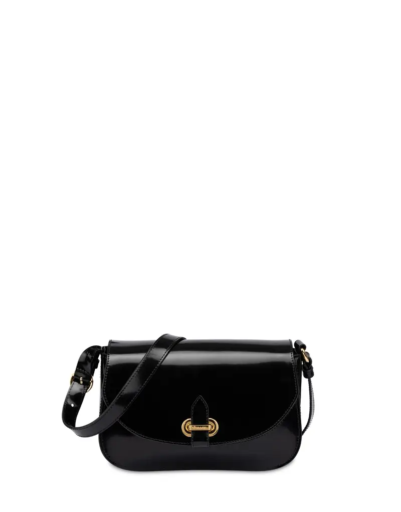Crossbody Bag Fence in Vitello Abrasivato , Pollini Nero