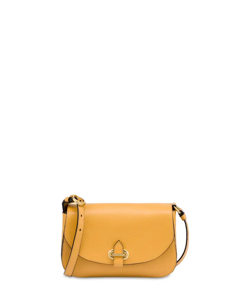 Crossbody Bag Fence in Vitello Bottalato MOSTARDA, Pollini Giallo