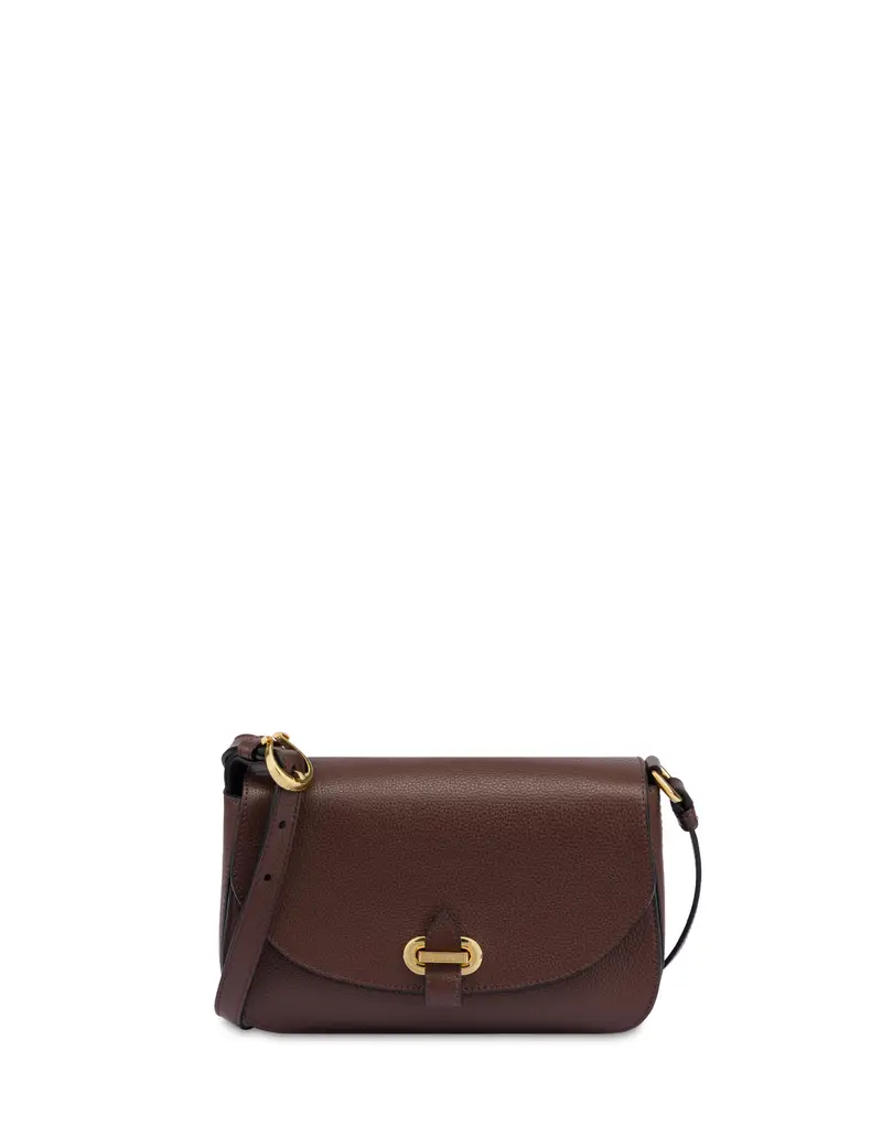 Crossbody Bag Fence in Vitello Bottalato TESTA DI MORO, Pollini Marrone