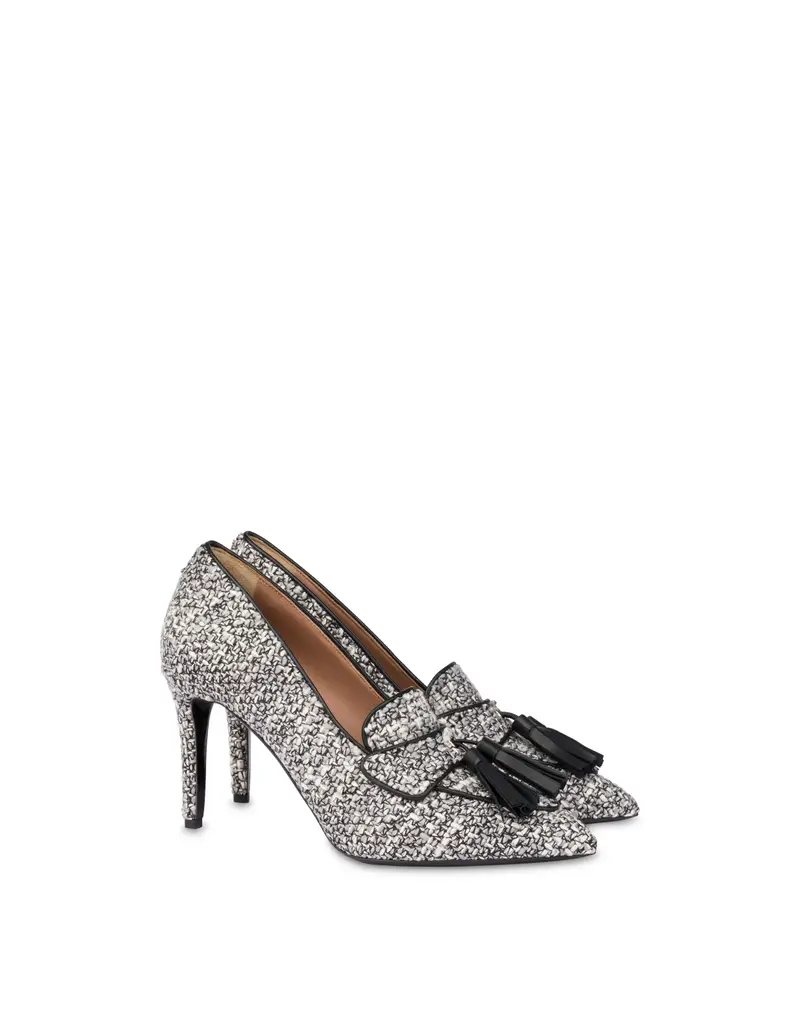 Decolleté Tassels in Tessuto BIANCO-FOG/NERO, Pollini miniatura 2