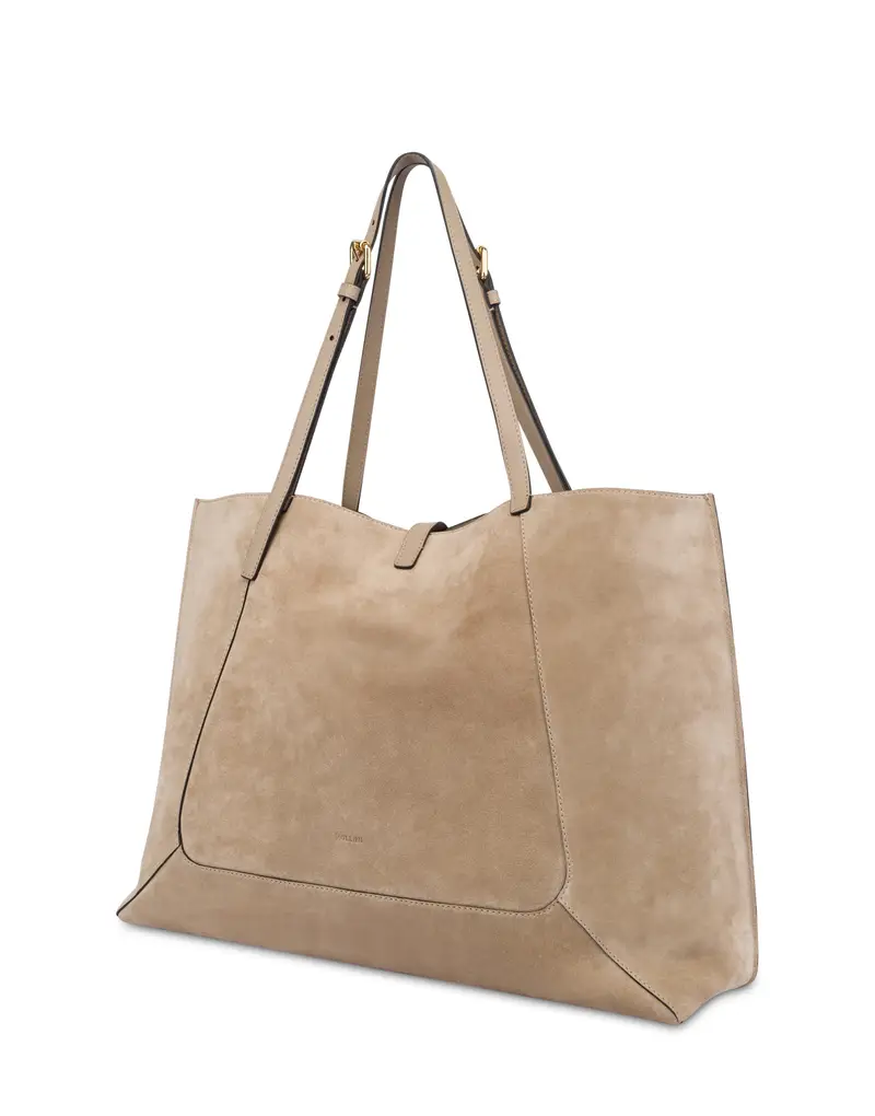 Double Handle Bag Austin in Crosta e Vitello FANGO/FANGO, Pollini Grigio miniatura 2
