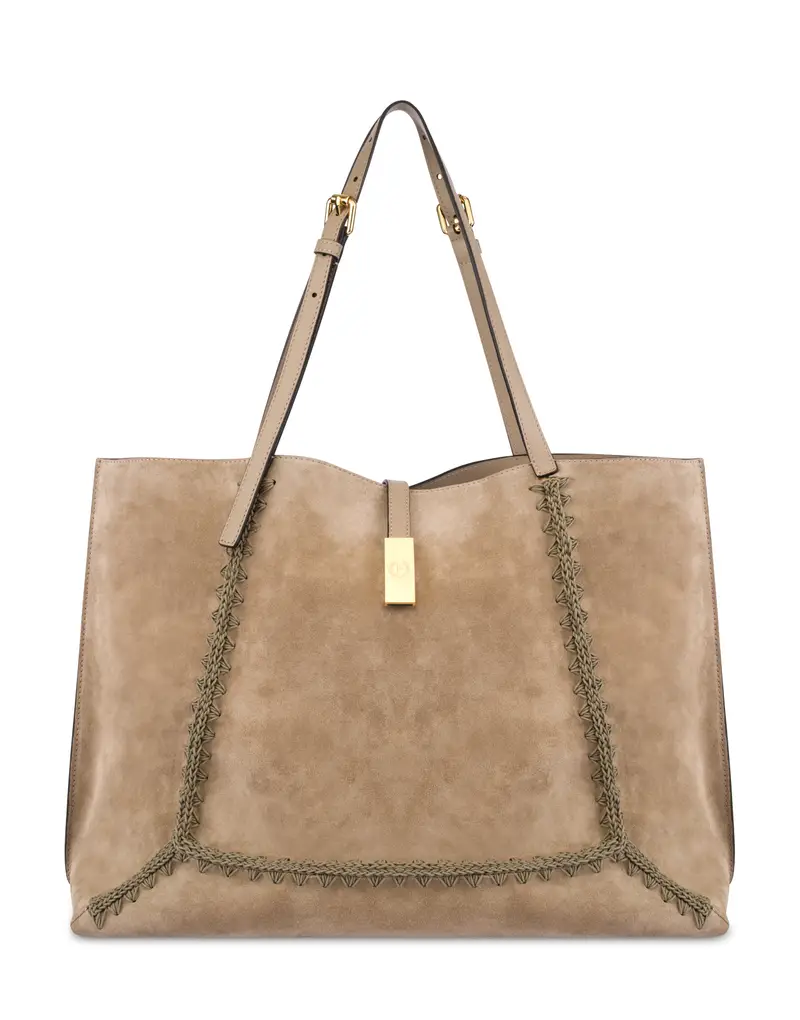 Double Handle Bag Austin in Crosta e Vitello FANGO/FANGO, Pollini Grigio