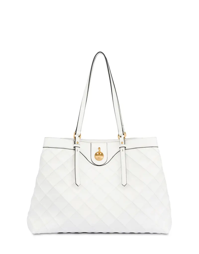 Double Handle Bag Drop Matelassè faux leather AVORIO/AVORIO, Pollini Marrone