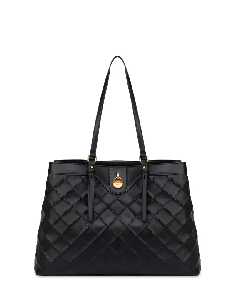 Double Handle Bag Drop Matelassè faux leather NERO/NERO, Pollini