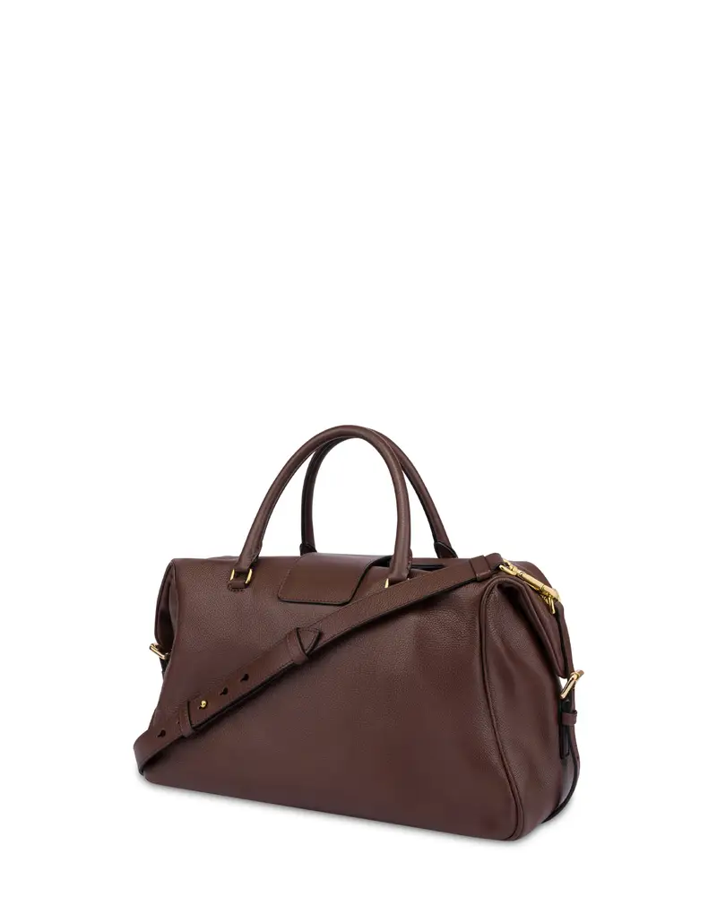 Double Handle Bag Fence in Vitello Bottalato, Pollini Marrone miniatura 2