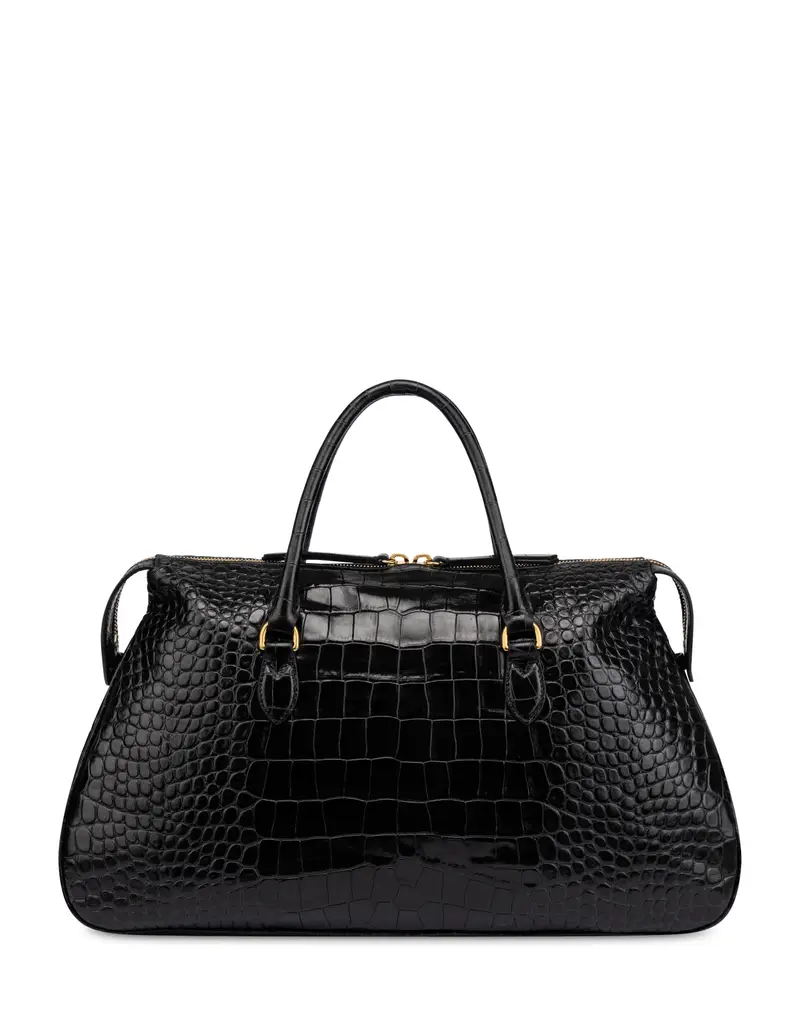 Double Handle Bag Marlene in Vitello Stampa Cocco , Pollini Nero